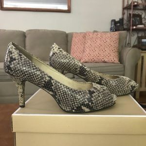 Michael by Michael Kors Open Toe Snake Print Pump